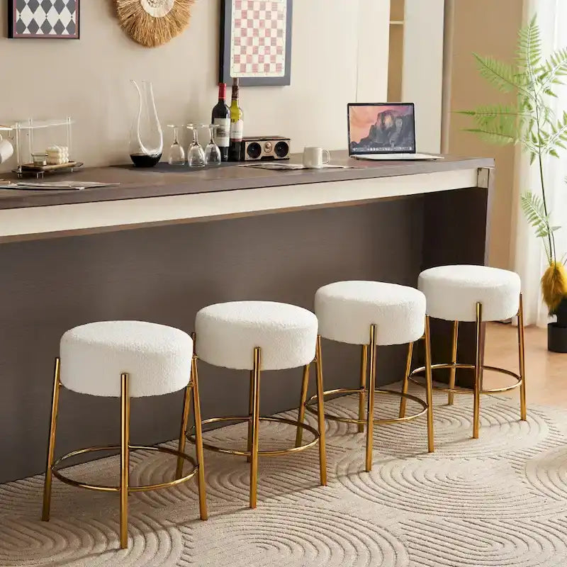 Beige+Gold Modern 20 Barstools (Set of 2)