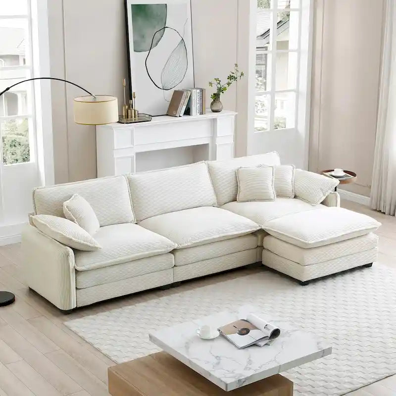 DIY Customization Corduroy Upholstered Armless Modular Sectional Sofa
