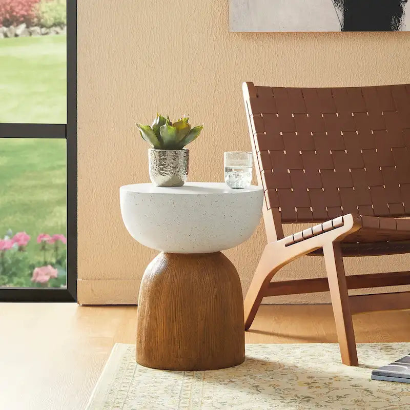 Glitzhome 17.75H MGO Geometric Faux Terrazzo and Garden Stool