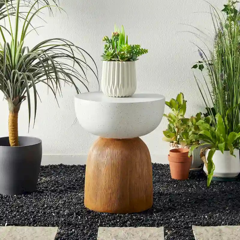 Glitzhome 17.75H MGO Geometric Faux Terrazzo and Garden Stool