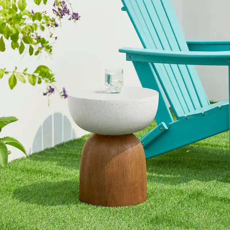 Glitzhome 17.75H MGO Geometric Faux Terrazzo and Garden Stool
