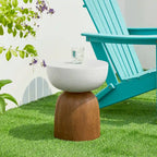 Glitzhome 17.75H MGO Geometric Faux Terrazzo and Garden Stool
