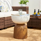 Glitzhome 17.75H MGO Geometric Faux Terrazzo and Garden Stool