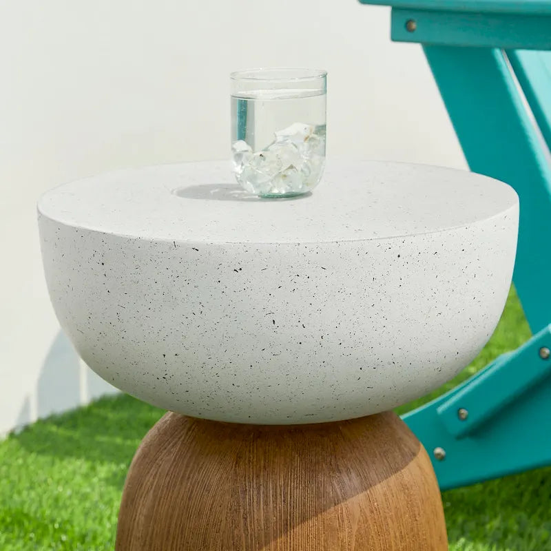 Glitzhome 17.75H MGO Geometric Faux Terrazzo and Garden Stool