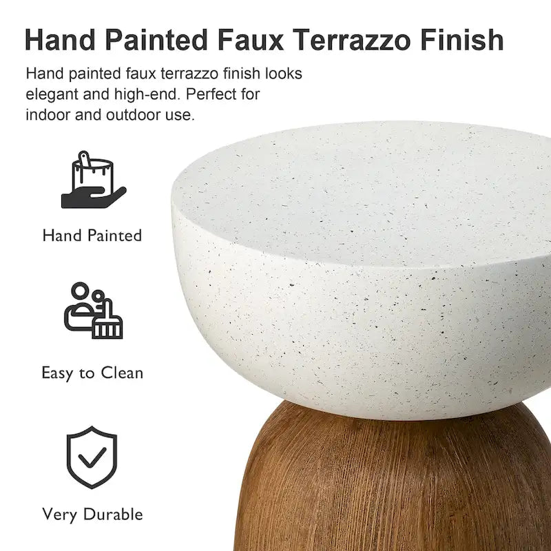 Glitzhome 17.75H MGO Geometric Faux Terrazzo and Garden Stool