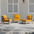 Polytrends Birchwood All Weather HDPE Outdoor Patio Deep Seating Weathered Wood Sofa With Cushions (3-Piece)
