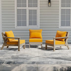 Polytrends Birchwood All Weather HDPE Outdoor Patio Deep Seating Weathered Wood Sofa With Cushions (3-Piece)