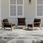 Polytrends Birchwood All Weather HDPE Outdoor Patio Deep Seating Weathered Wood Sofa With Cushions (3-Piece)