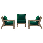 Polytrends Birchwood All Weather HDPE Outdoor Patio Deep Seating Weathered Wood Sofa With Cushions (3-Piece)