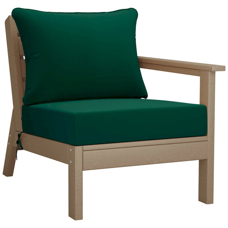 Polytrends Birchwood All Weather HDPE Outdoor Patio Deep Seating Weathered Wood Sofa With Cushions (3-Piece)