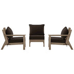 Polytrends Birchwood All Weather HDPE Outdoor Patio Deep Seating Weathered Wood Sofa With Cushions (3-Piece)