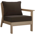 Polytrends Birchwood All Weather HDPE Outdoor Patio Deep Seating Weathered Wood Sofa With Cushions (3-Piece)