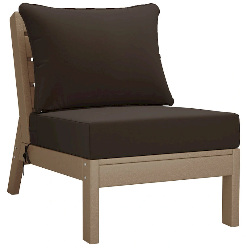Polytrends Birchwood All Weather HDPE Outdoor Patio Deep Seating Weathered Wood Sofa With Cushions (3-Piece)