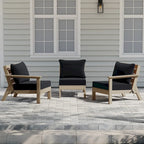 Polytrends Birchwood All Weather HDPE Outdoor Patio Deep Seating Weathered Wood Sofa With Cushions (3-Piece)