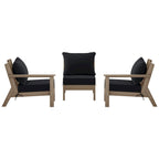 Polytrends Birchwood All Weather HDPE Outdoor Patio Deep Seating Weathered Wood Sofa With Cushions (3-Piece)