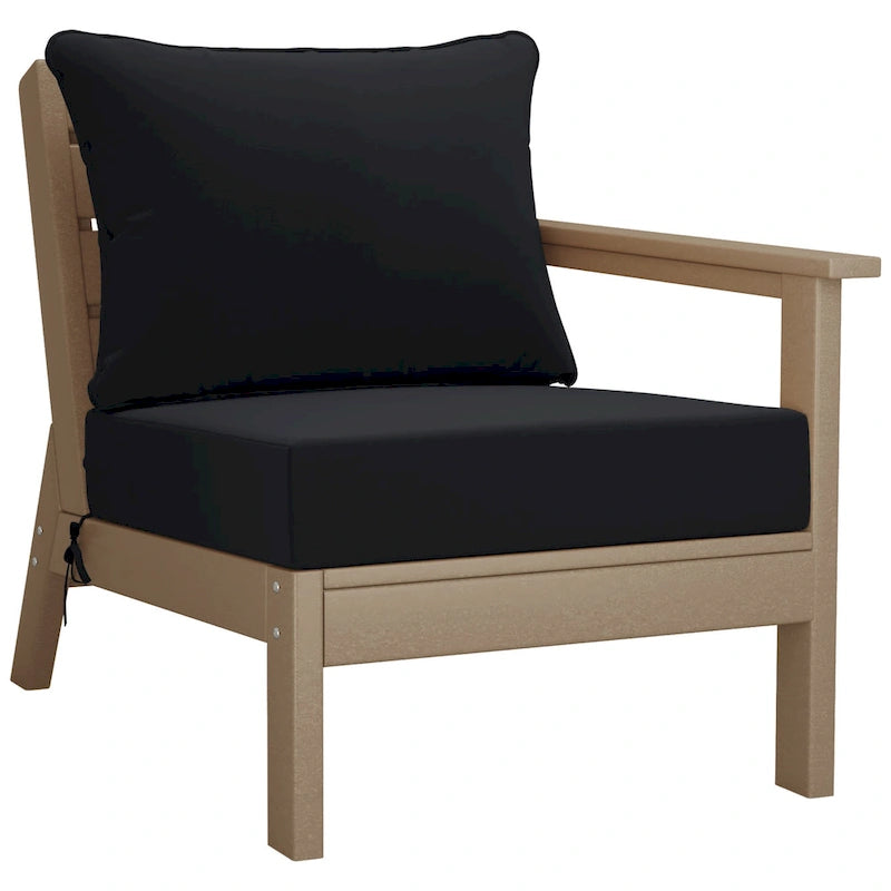 Polytrends Birchwood All Weather HDPE Outdoor Patio Deep Seating Weathered Wood Sofa With Cushions (3-Piece)