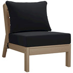 Polytrends Birchwood All Weather HDPE Outdoor Patio Deep Seating Weathered Wood Sofa With Cushions (3-Piece)