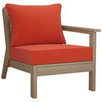 Polytrends Birchwood All Weather HDPE Outdoor Patio Deep Seating Weathered Wood Sofa With Cushions (3-Piece)