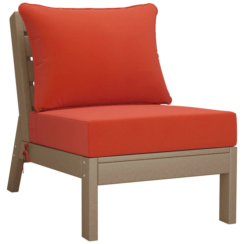 Polytrends Birchwood All Weather HDPE Outdoor Patio Deep Seating Weathered Wood Sofa With Cushions (3-Piece)