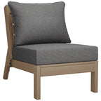 Polytrends Birchwood All Weather HDPE Outdoor Patio Deep Seating Weathered Wood Sofa With Cushions (3-Piece)