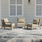 Polytrends Birchwood All Weather HDPE Outdoor Patio Deep Seating Weathered Wood Sofa With Cushions (3-Piece)