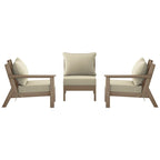 Polytrends Birchwood All Weather HDPE Outdoor Patio Deep Seating Weathered Wood Sofa With Cushions (3-Piece)
