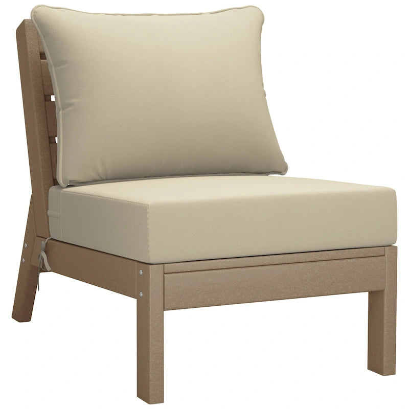 Polytrends Birchwood All Weather HDPE Outdoor Patio Deep Seating Weathered Wood Sofa With Cushions (3-Piece)
