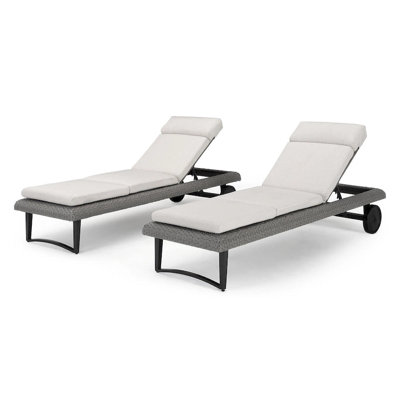 Vistano 2 Piece Sunbrella Outdoor Patio Chaise Lounges - Gray