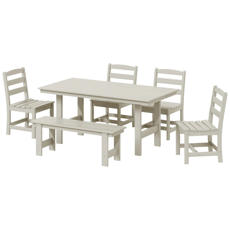 Polytrends Shoreside 6-Piece Side Chair Dining Set With Bench