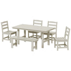 Polytrends Shoreside 6-Piece Side Chair Dining Set With Bench