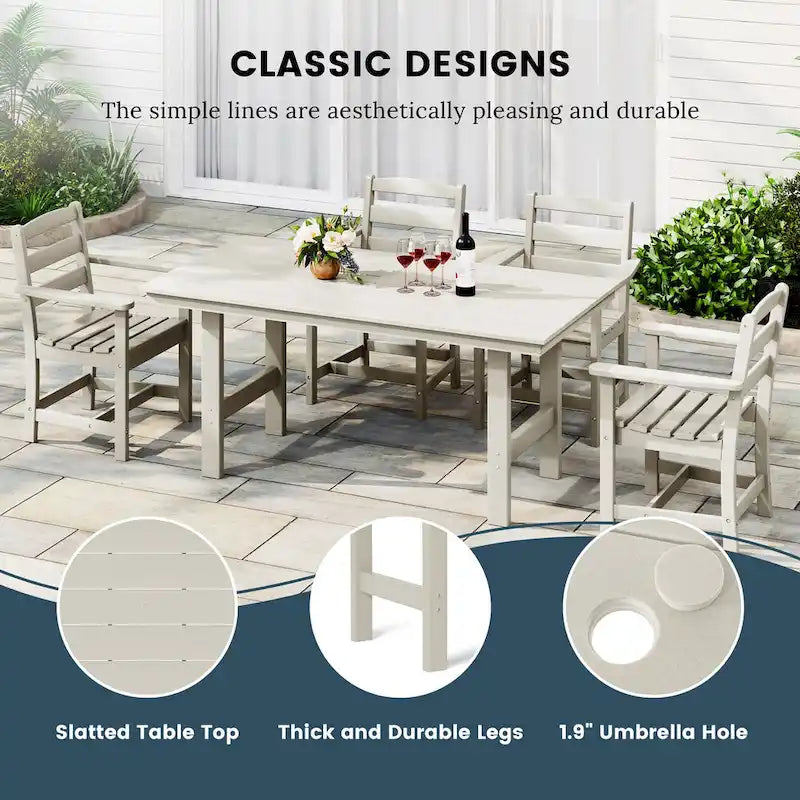 Polytrends Shoreside 6-Piece Side Chair Dining Set With Bench