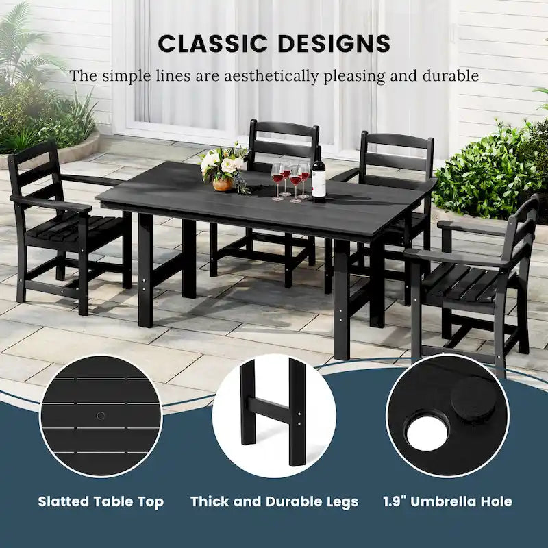 Polytrends Shoreside 6-Piece Side Chair Dining Set With Bench