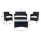 SAFAVIEH Outdoor Bandele 4-Piece Conversation Patio Set - 41W x 23D x 31H