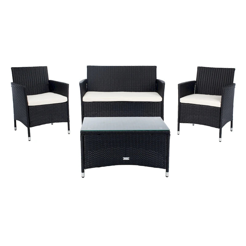 SAFAVIEH Outdoor Bandele 4-Piece Conversation Patio Set - 41W x 23D x 31H