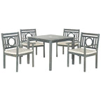 SAFAVIEH Outdoor Living Montclair Ash Grey Acacia Wood 5-piece Beige Cushion Dining Set - 35W x 35D x 30H