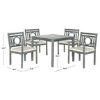 SAFAVIEH Outdoor Living Montclair Ash Grey Acacia Wood 5-piece Beige Cushion Dining Set - 35W x 35D x 30H