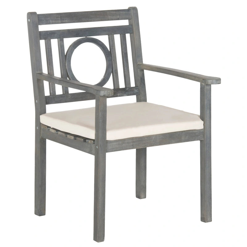 SAFAVIEH Outdoor Living Montclair Ash Grey Acacia Wood 5-piece Beige Cushion Dining Set - 35W x 35D x 30H