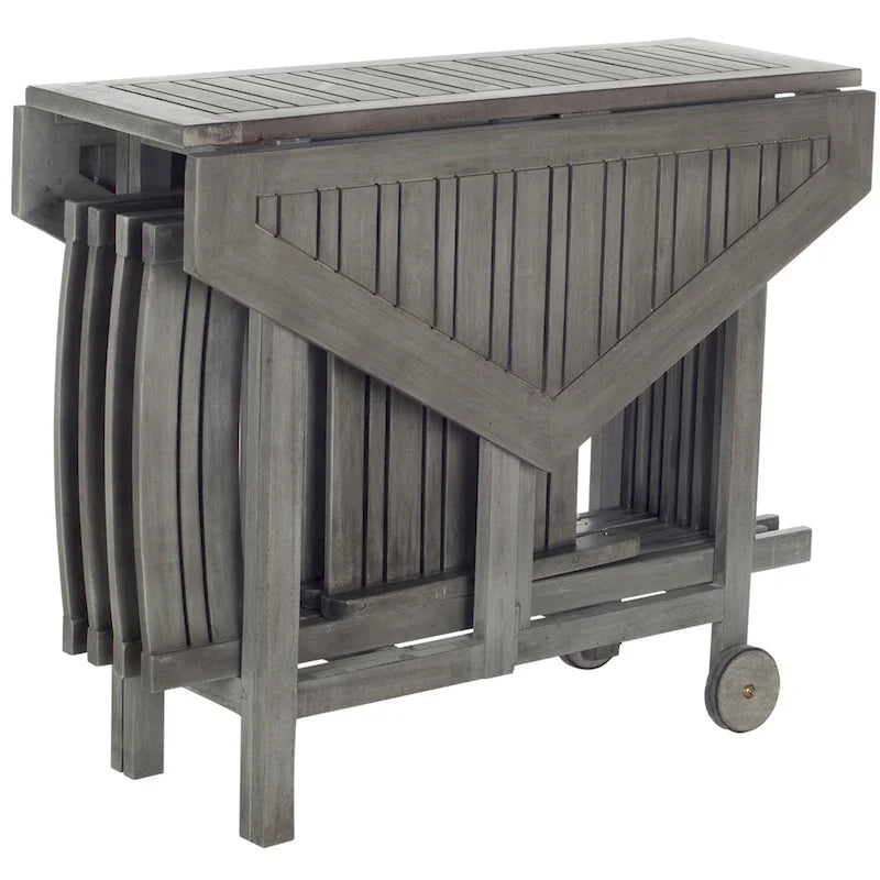 SAFAVIEH Outdoor Living Kerman Grey Wash Acacia Wood 5-piece Dining Set - 41W x 41D x 30H
