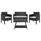 SAFAVIEH Outdoor Aboka Wicker/Steel 4-piece Patio Conversation Set - 42W x 21D x 31H