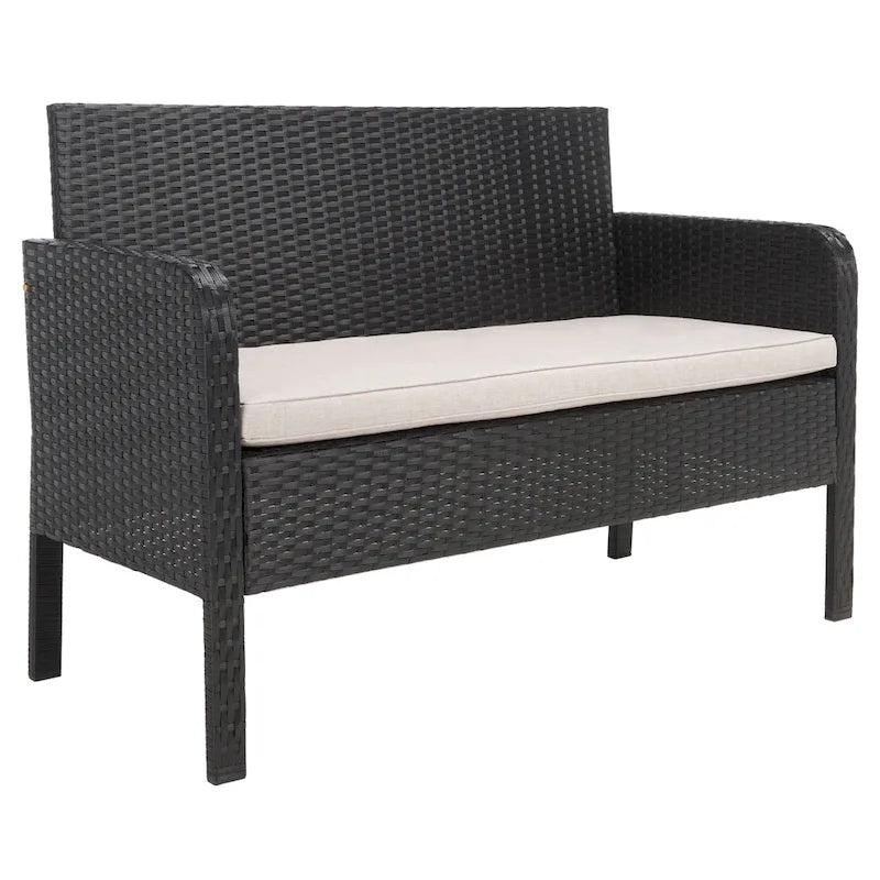 SAFAVIEH Outdoor Aboka Wicker/Steel 4-piece Patio Conversation Set - 42W x 21D x 31H
