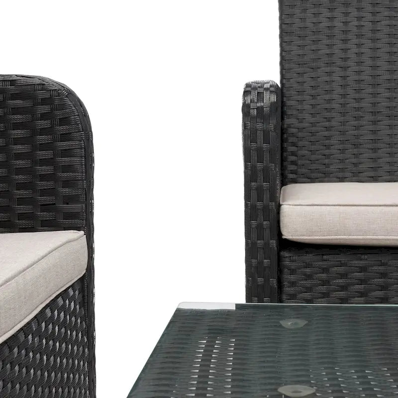SAFAVIEH Outdoor Aboka Wicker/Steel 4-piece Patio Conversation Set - 42W x 21D x 31H