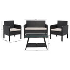 SAFAVIEH Outdoor Aboka Wicker/Steel 4-piece Patio Conversation Set - 42W x 21D x 31H