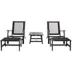 SAFAVIEH Chantelle Outdoor Solid Wood Chaise Lounge Chair and Stool Set of 2 (Includes End Table) - 27W x 35D x 33H