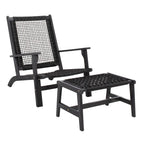 SAFAVIEH Chantelle Outdoor Solid Wood Chaise Lounge Chair and Stool Set of 2 (Includes End Table) - 27W x 35D x 33H