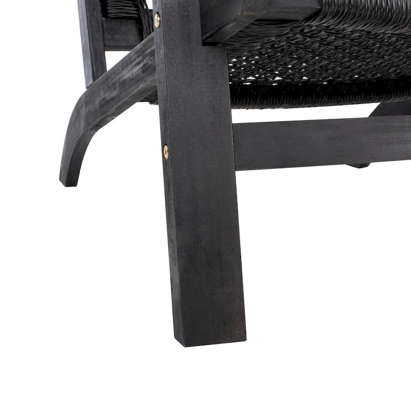 SAFAVIEH Chantelle Outdoor Solid Wood Chaise Lounge Chair and Stool Set of 2 (Includes End Table) - 27W x 35D x 33H