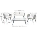 SAFAVIEH Outdoor Living Torsla 4-Piece Rope Patio Set - 52W x 26D x 30H