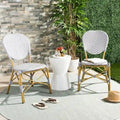 SAFAVIEH Lisbeth Parisian Bistro Stacking Navy/ White Side Chair (Set of 2) - 19W x 25D x 35H