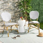 SAFAVIEH Lisbeth Parisian Bistro Stacking Navy/ White Side Chair (Set of 2) - 19W x 25D x 35H