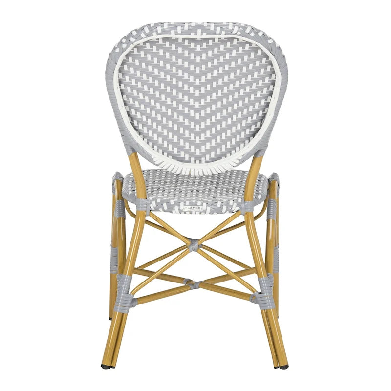 SAFAVIEH Lisbeth Parisian Bistro Stacking Navy/ White Side Chair (Set of 2) - 19W x 25D x 35H