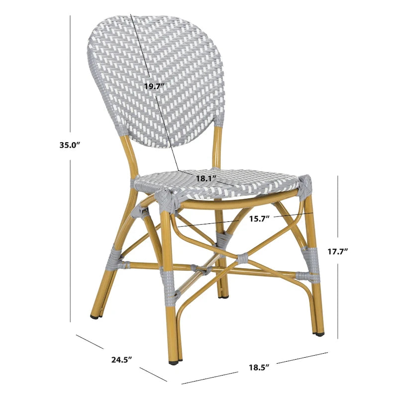 SAFAVIEH Lisbeth Parisian Bistro Stacking Navy/ White Side Chair (Set of 2) - 19W x 25D x 35H